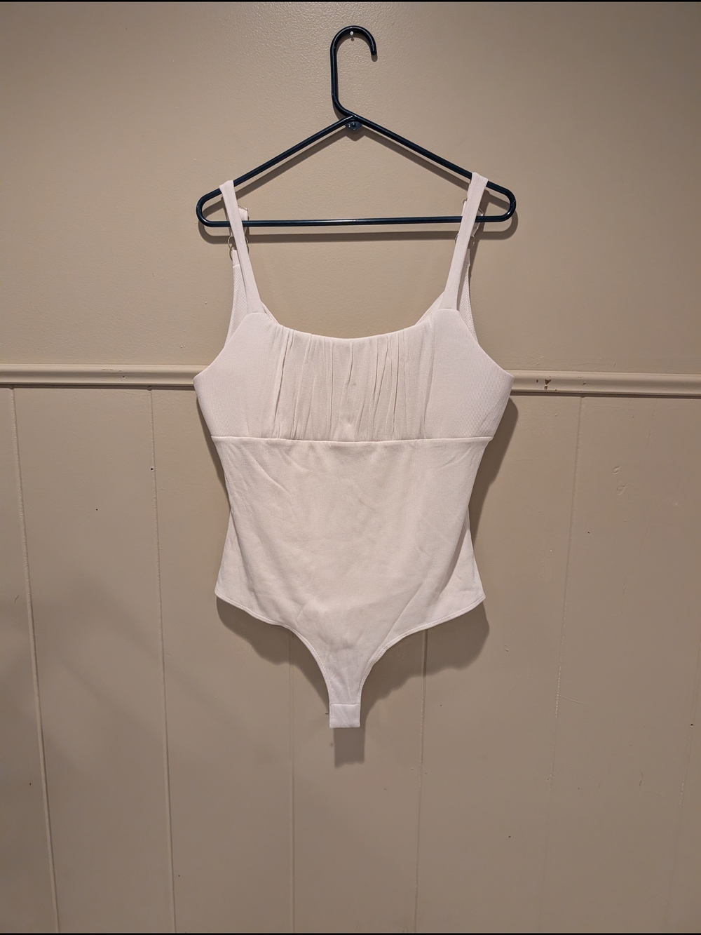 Frankly White Ribbed Tank Bodysuit